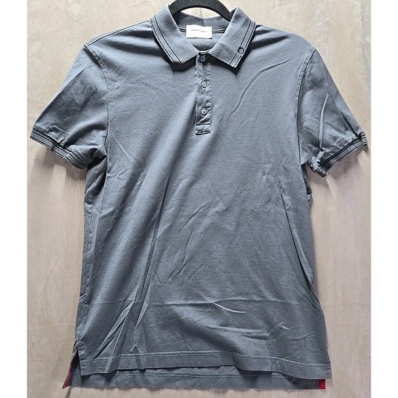 Salvatore Ferragamo Other - NWOT Salvatore Ferragamo‎ Mens Gray Polo Gancini Neck Logo Sz Small shirt